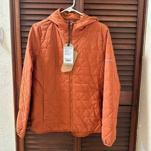 Prana burnt orange Alpine Air hooded jacket, medium,  new with tags